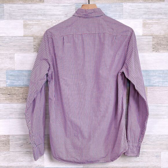 J Crew Washed Button Down Shirt Red Blue Plaid Check Mens Small - Picture 3 of 6